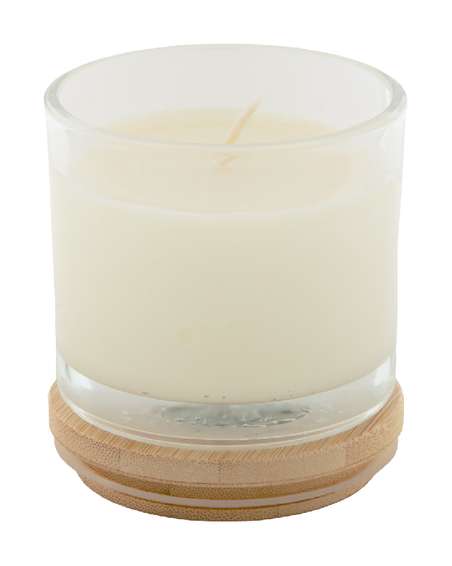 Bougie parfumée à la vanille - cire végétale 95g - verre avec couvercle en bambou_1
