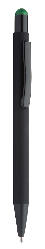 Stylo à bille stylet en aluminium - finition caoutchoutée - gravure colorée - encre bleue_1