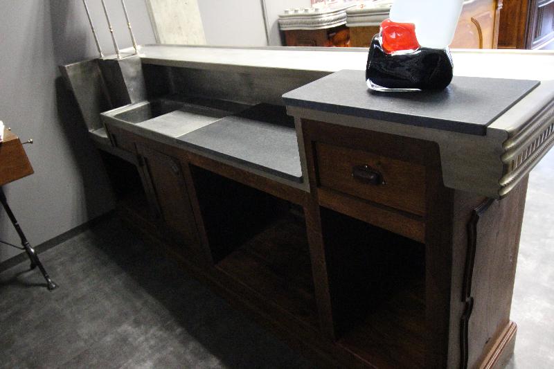 Comptoir n°94 - Chêne massif style 1900 - Longueur 2.60M - Dessus en étain alimentaire_1