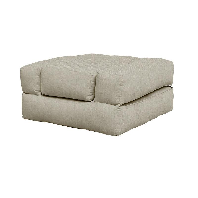 Fauteuil futon standard convertible - Cube Chair couleur lin - 3 formes modulables - Matelas 90x190 cm_1