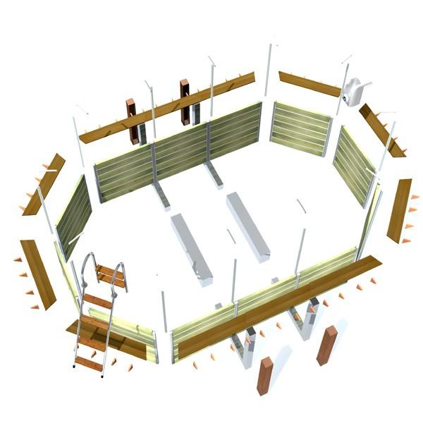 Piscine bois octogonale SIAYAN - 7,30 x 4,20 x h. 1,29 m - Panneaux prémontés et filtration incluse_1