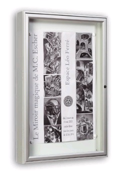 Vitrine extérieure 1000 en verre sécurisé - cadre aluminium 75mm - porte battante ou levante réversible_1