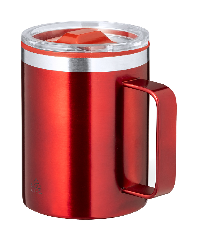Mug thermos - isotherme à double paroi en acier inoxydable recyclé - 400 ml - couleur rouge_1