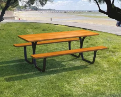 Table de pique-nique SEVILLE - Standard et PMR - Structure en fonte d’acier - Lames de bois exotique - Dimensions 2000x1310x716 mm_1