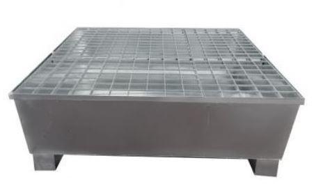 Bac de stockage 4 fûts debout - rétention produits dangereux - acier galvanisé ou polyéthylène_1