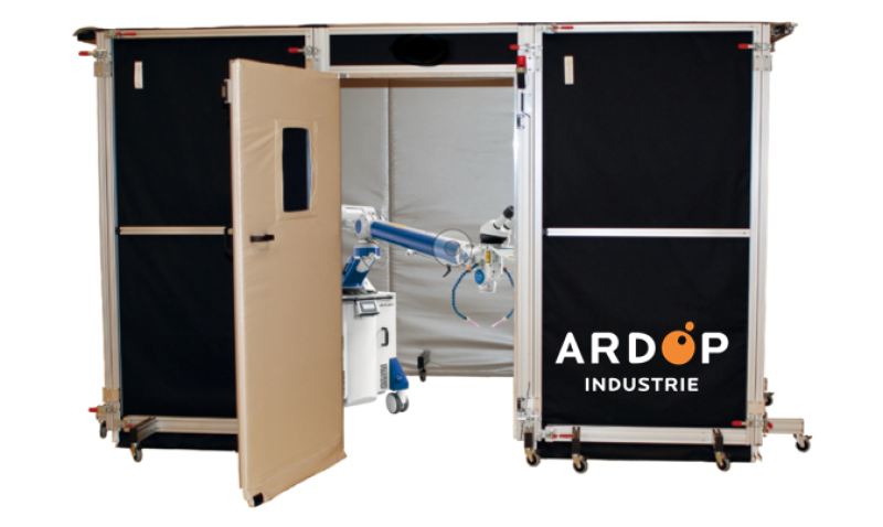 Cabine de protection laser Montable/Démontable avec roulettes et freins - JUT-CABINE-3,3x3,3x2,25m - ARDOP Industrie - Système d'éclairage intérieur LED_1