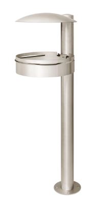 Corbeille publique Inox sur platine - TOSCANE - Porte sac Inox 304 L brossé - Hauteur 1280 mm_0
