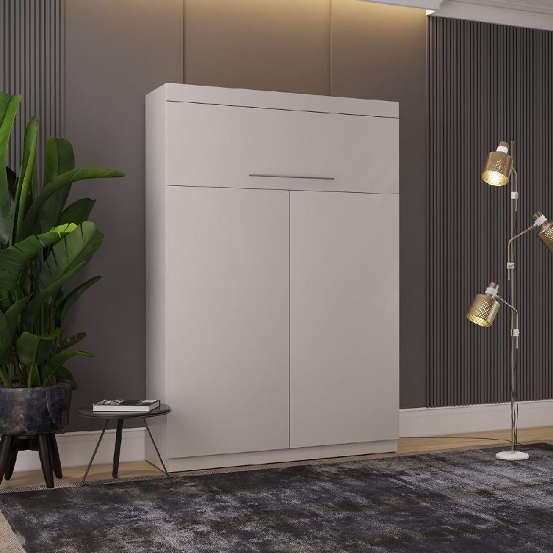 Lit escamotable Santorin 140x190 cm - Mécanisme Sedac Meral - Profondeur 50 cm - Gris mat_1