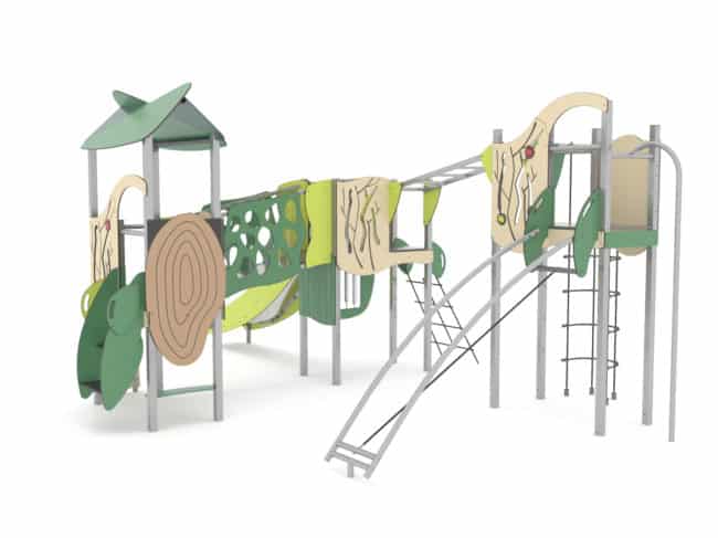 Structure multi-activités métallique Organik - LD1OR3091 - Ludoparc - 3 tours en inox avec planchers HPL_1