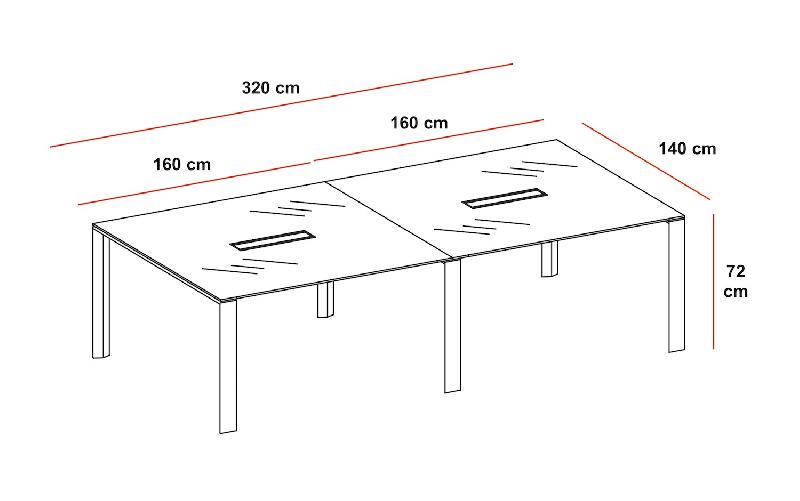 Table de réunion en verre X7 - Officity - Chromé, Blanc, 320_1