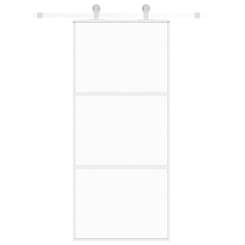 Vidaxl porte coulissante blanc 90x205 cm verre trempé aluminium 155205_1