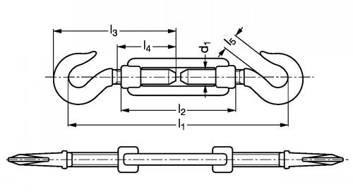 18-43 - Tendeur d'arrimage Emile Maurin - à lanterne 2 crochets, acier zingué blanc_1