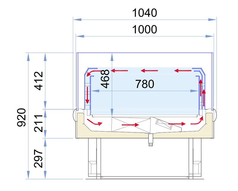 Bac réfrigéré panoramique FRESHVIEW 2m50 - froid positif, 2500 mm x 1040 mm x 920 mm, sans couvercle_1