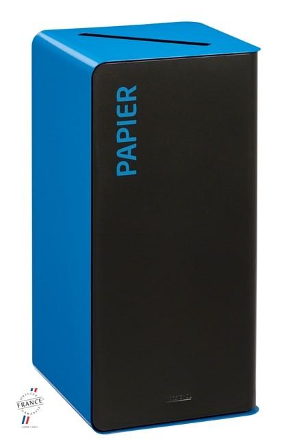 Borne de tri sélectif Cubatri 75 L - acier poudré anti-UV, support sac intégré et système d'ouverture push/pull_1
