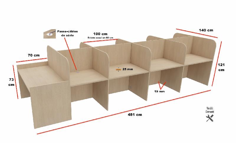 Bureau de centre d'appels version double 9 personnes avec poste superviseur. - Acacia clair, 9 places_1