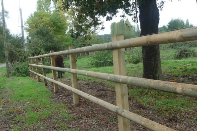 Clôture bois normandie pour chevaux - horse stop - 3 demi-lices, 1m70 - ref. Bt250-3_1