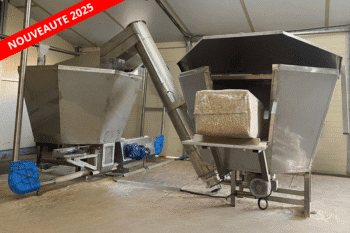 Système automatisé de mélange et de distribution d'aliments fibreux et de paille pour les veaux de boucherie - Distri auto fibres - ECOREL_1
