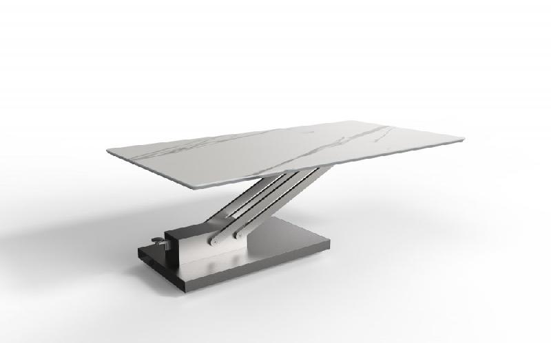 Table basse relevable BRAVO Marble White - plateau céramique finition marbre blanc - fabrication française_1
