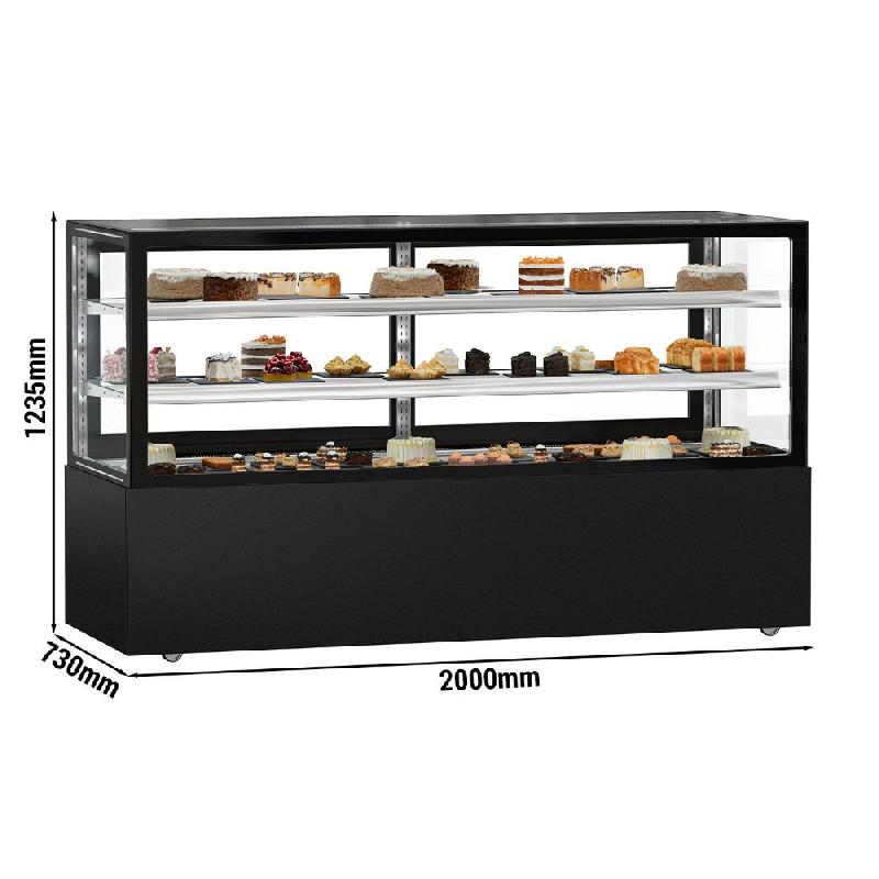 Vitrine réfrigérée pour pâtisserie MADRID - 2000 mm - 2 étagères - Noir_1