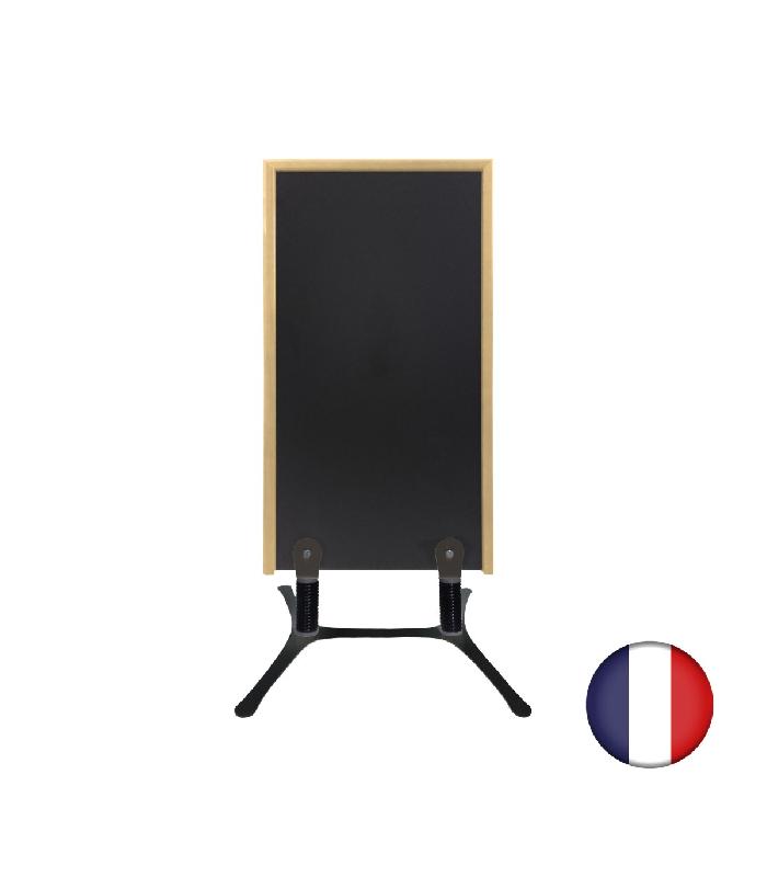 Panneau trottoir sur piétement métal noir avec cadre bois - 120 x 65 cm - Référence : LSTF48BRUT_1