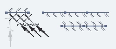 Support vélos de 3 places en acier à faible encombrement au sol avec rangement épi - LIGNE CONVIVIALE_1