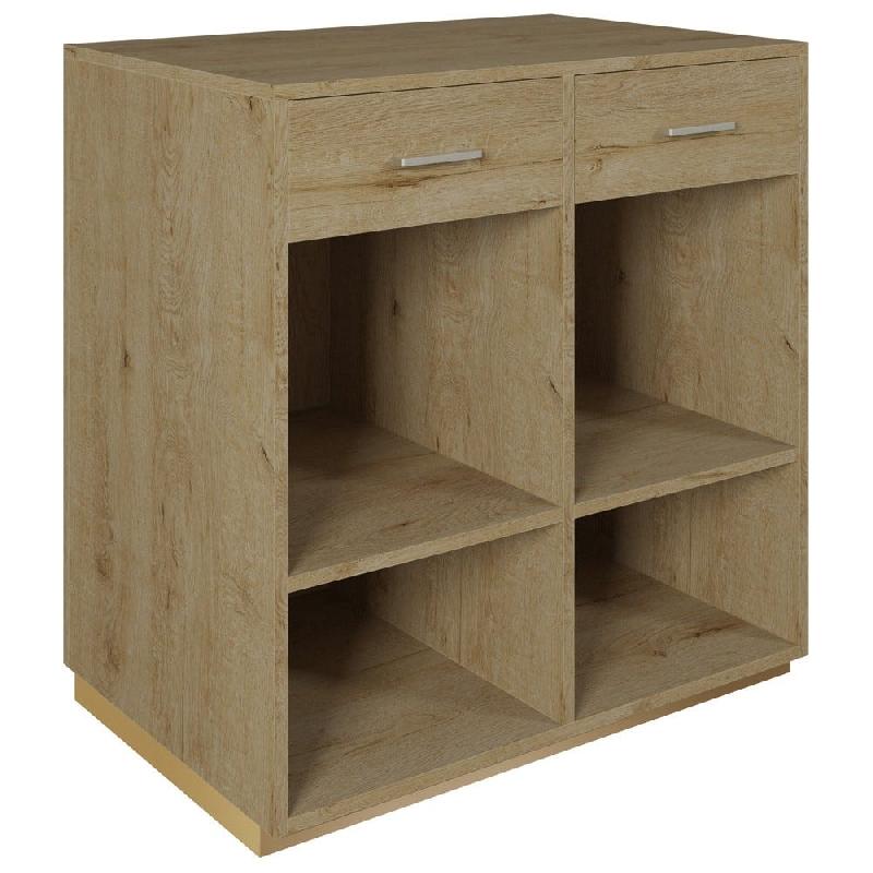 Comptoir 90x60x93,8cm/reposac 70x20xH12cm chêne clair - 2tir.2tabl. - chêne clai_1