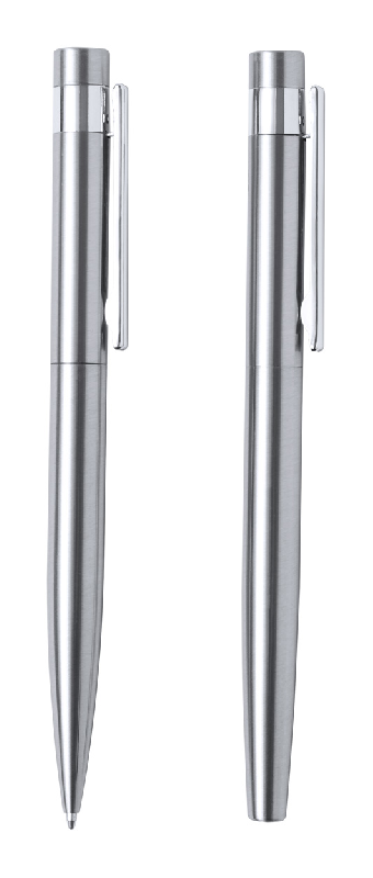 Parure de stylos en acier inoxydable recyclé - Stylo à bille et roller avec encre bleue - Livrée dans une boîte en papier kraft_1