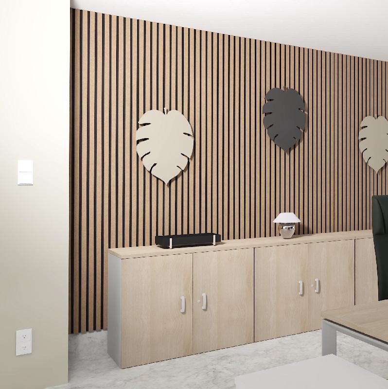 Armoire basse à portes battantes - Mobel Linea - 100, Gris aluminium, Acacia clair_2