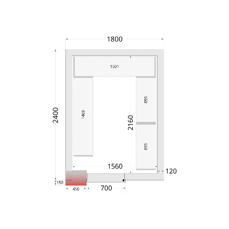Chambre froide négative CRNF1824 Blanc 1800 x 2400 x 2200 mm TEFCOLD_1