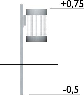 Corbeille publique Oxel réf-8000116 - Hags - 25L, galvanisée avec poteau latéral_1