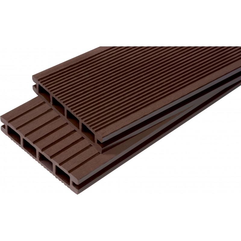 Pack 1 m² lame de terrasse composite Dual - accessoires inclus (4 coloris) - coloris chocolat, épaisseur 25mm, largeur 14cm, longueur 240cm_1