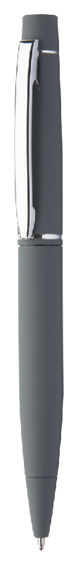 Stylo à bille twist en métal - finition caoutchoutée - gravure laser effet miroir - encre bleue - couleur gris_1