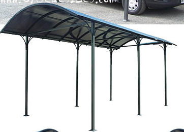 Abri camping car ouvert / structure en aluminium / toiture arrondie en polycarbonate / 3 x 2.96 m_1