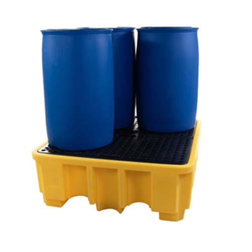 Bac de rétention multi fûts en plastique noir avec caillebotis - capacité 250L - surface antidérapante_1