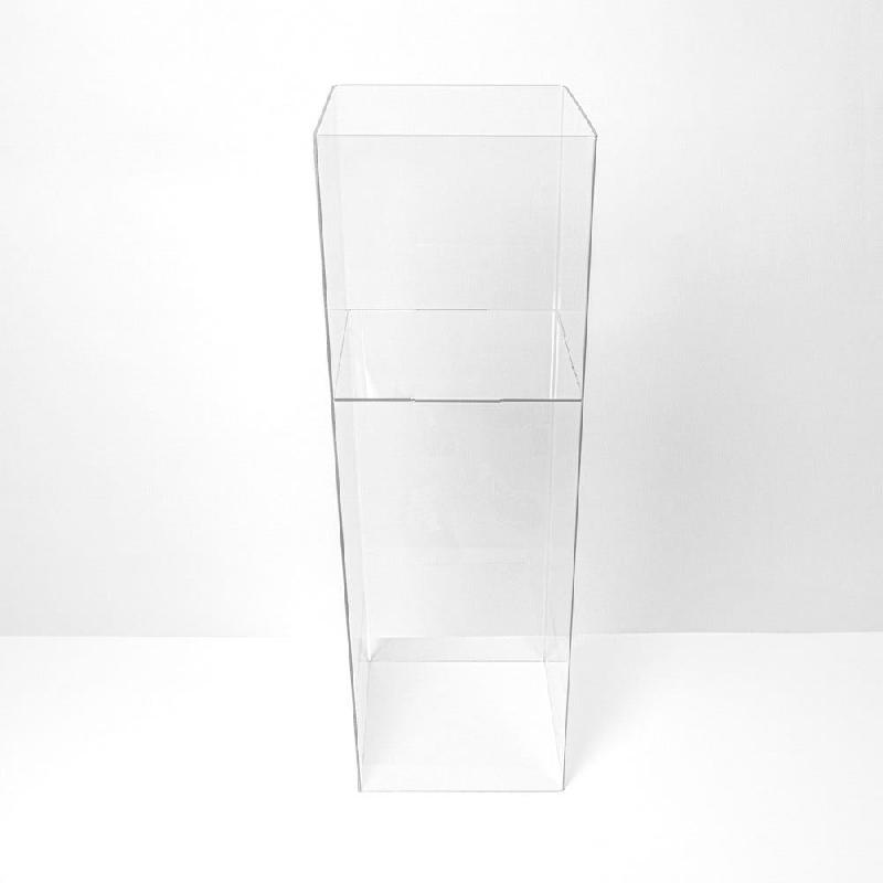 Bac soldeur carré PETG avec porte-affiche 29x29x90 cm_1