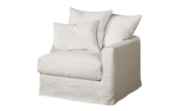 Chauffeuse d'angle Biarritz 100 x 100 cm - Home Spirit - structure en hêtre et tissu en lin de qualité_1