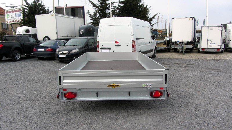 Remorque plateau HUMBAUR HT 304121 - 2 essieux, roues dessous, ridelles alu, dimensions 4100x2100 mm_1