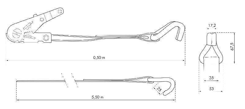 Sangle d'arrimage à cliquet 35mm x 6,00m - crochets JJ - Réf. 00290617 - THIRARD_1