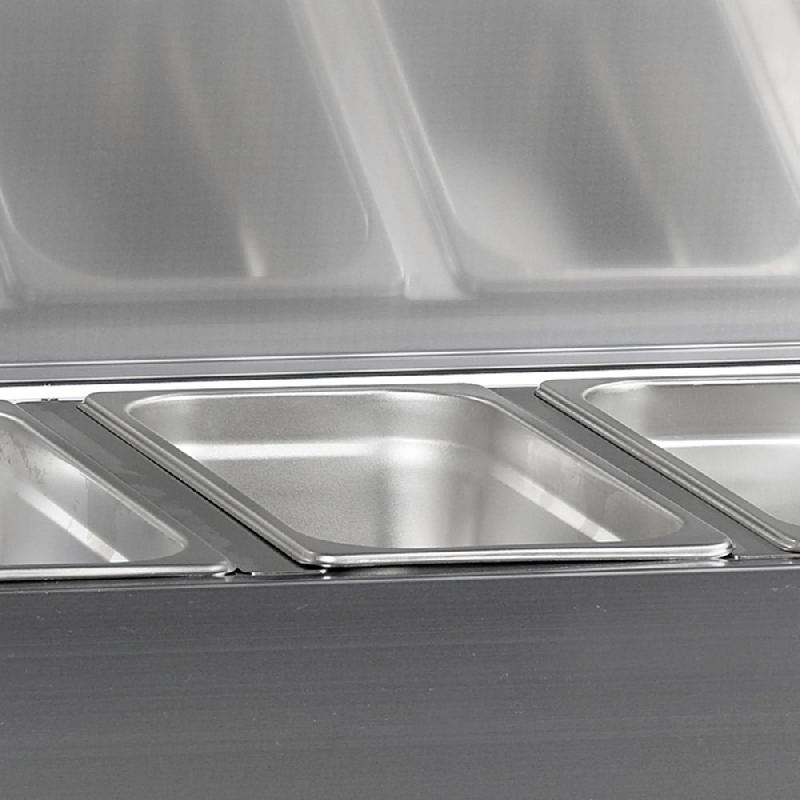 Vitrine à ingrédients réfrigérée avec capot - 8 x GN1/3 | Tefcold - GVC38-180 S/S_1