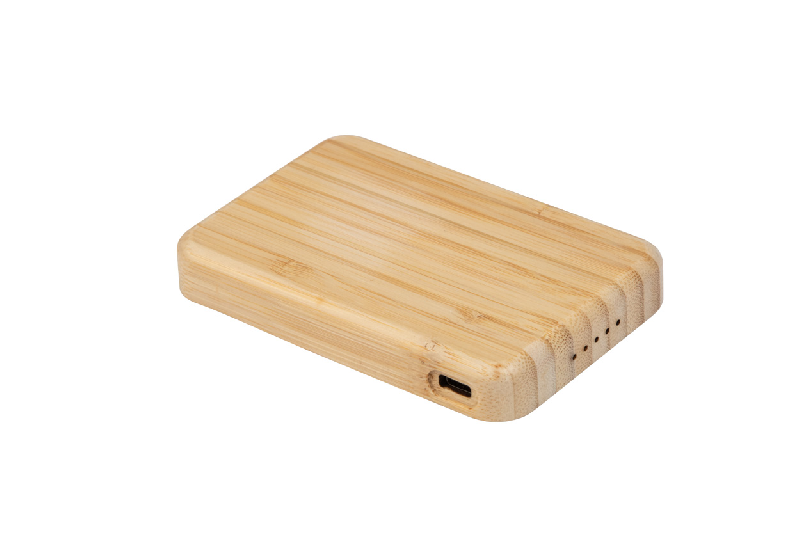 Power bank transparent en bambou - chargeur rapide sans fil 10W - batterie 5000mAh_1