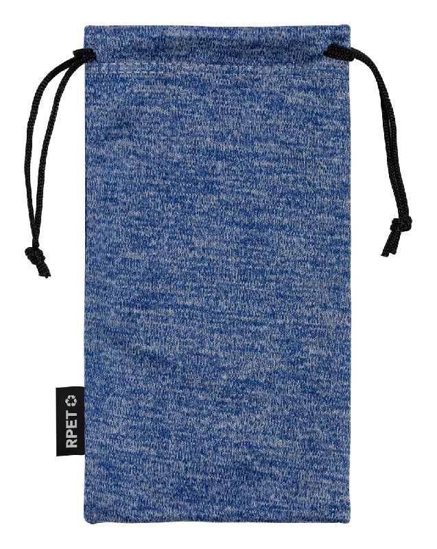 Étui à lunettes en microfibre RPET - avec cordon de serrage - couleur bleu - poids 8g_1