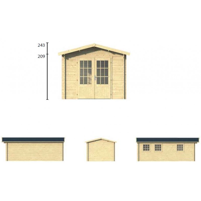 Garage simple bois rick / toit double pente / porte battante / 5 x 3 m_1