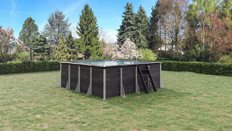 Piscine hors sol Milly carrée 10m² - composite PVC/chanvre - structure acier - fabrication française_1