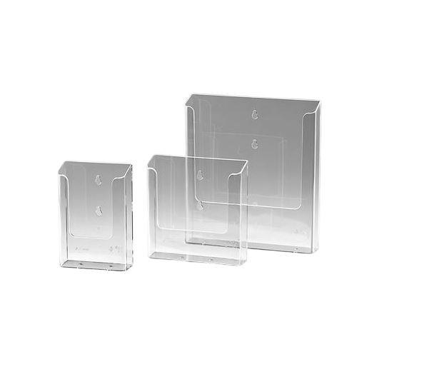 Porte brochure mural - Format A4 ou A5 - Transparent - Lot de 5 pièces - Capacité 1 niveau_1