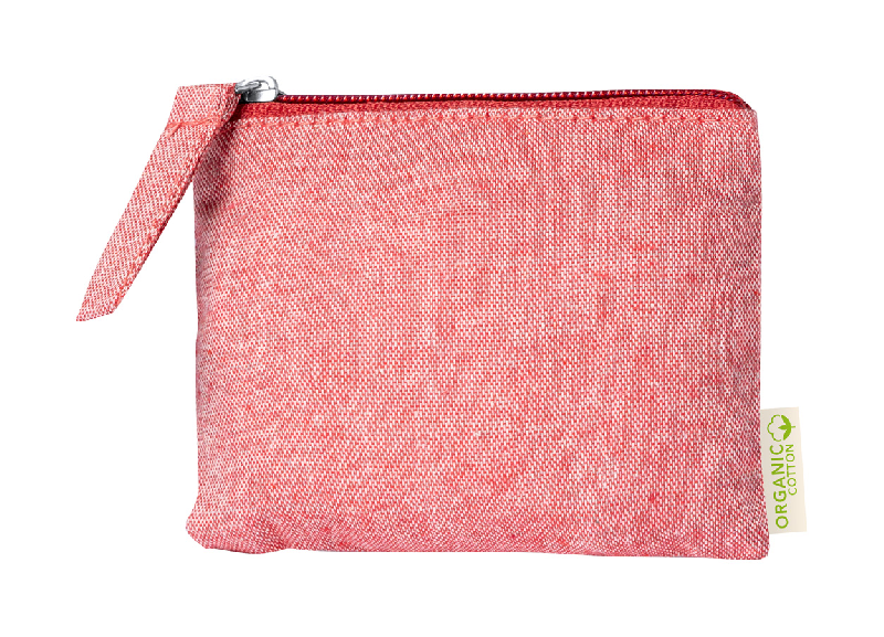 Porte-monnaie zippé en coton recyclé - 180 g/m² - Rouge - 8g_1