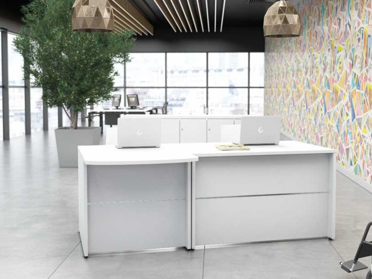 Banque d'accueil classique et fonctionnelle WELLO - Modules personnalisables et finitions modernes_1