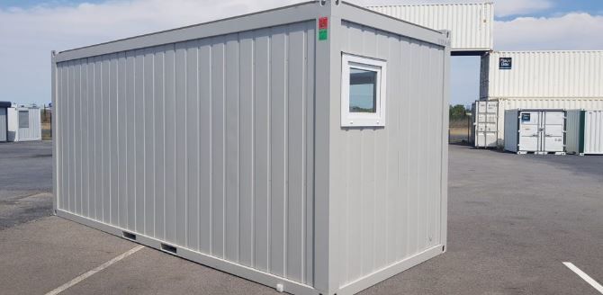 Bâtiment modulaire - bulle de vente 20 pieds avec baies vitrées, climatisation et convecteur électrique_2