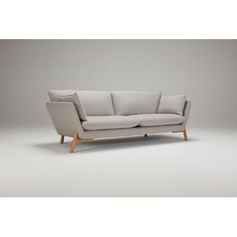 Canapé HOME 3 places - Gris clair - Piétement en chêne massif verni clair - Design scandinave_1