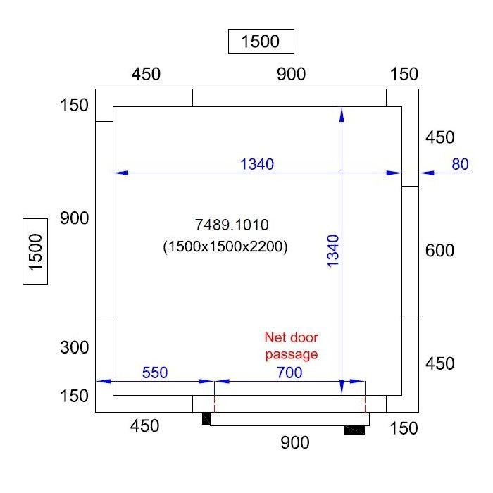 Chambre froide positive 1500x1500x2200 - 80mm Pro Line Combisteel_1