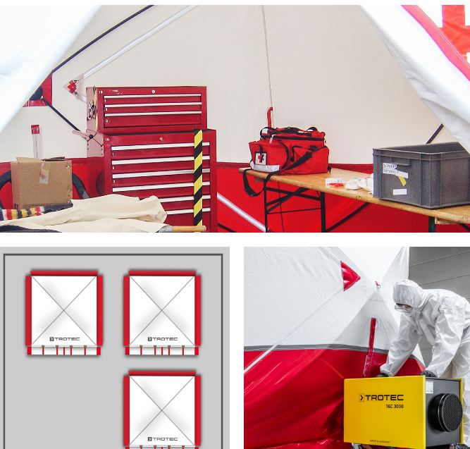 Tente de décontamination à toit plat - thermo-désinfecteur TES 200 - 180 KE - 3,24 m², résistante aux intempéries_1